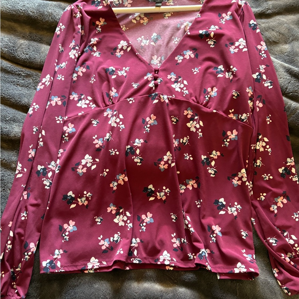 Banana Republic Red Tie Front Fitted Blouse